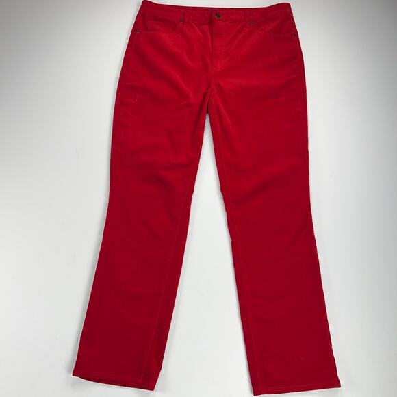 Talbots High Waist Straight Leg Corduroy Jeans Pants Cherry Red Size 14 - Picture 4 of 12
